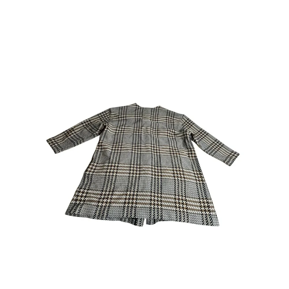 J Jill Women's 3XL Wool Blend Oversized Plaid Snap Jacket Brown Longline Preppy‎